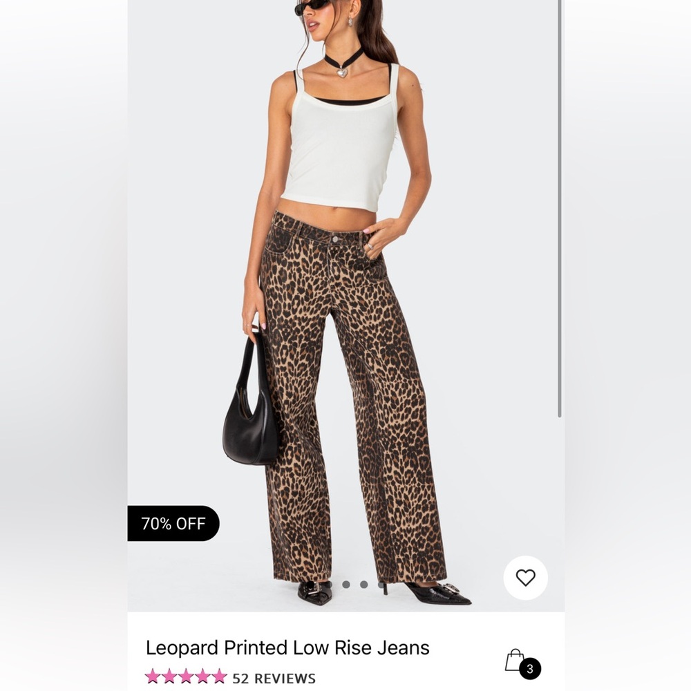 Edikted Leopard Printed Low Rise jeans